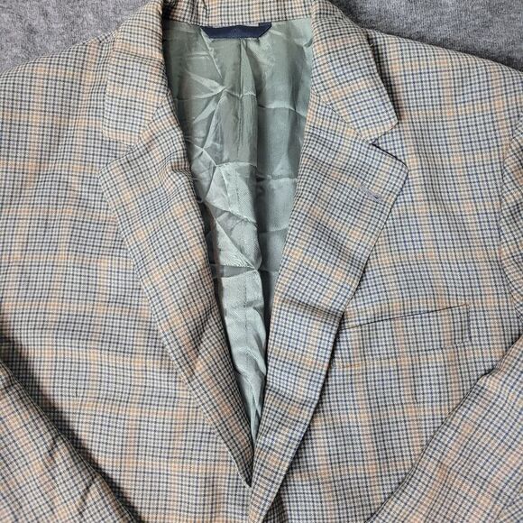 Burberry London Mens 43 S Jacket Glen Check Orange 2 Button Single Vent Blazer - Picture 4 of 15